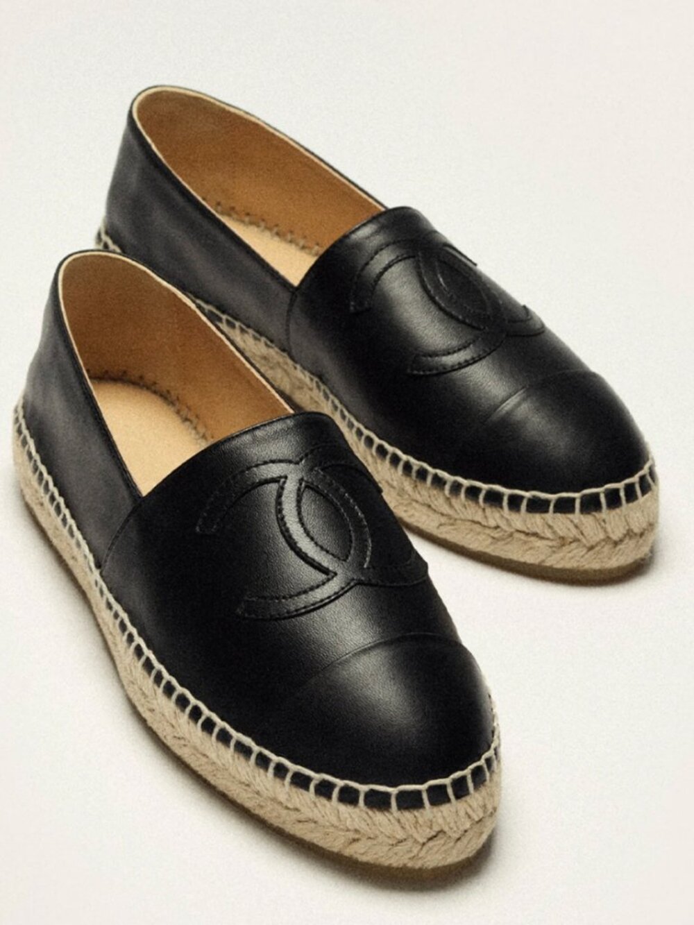 Chanel Black Lambskin Espadrilles